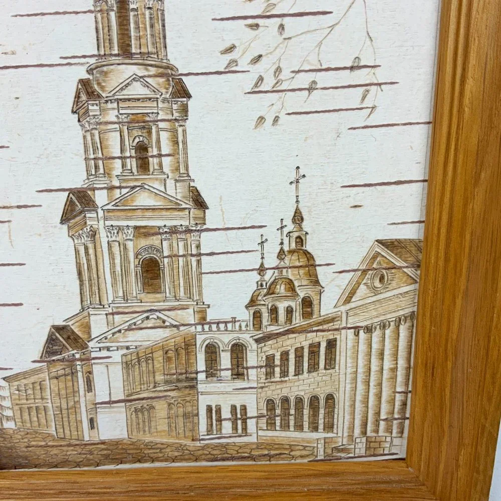 Vintage Landscape Painting On Birch Bark 5" X 8" - Picture 8 of 12